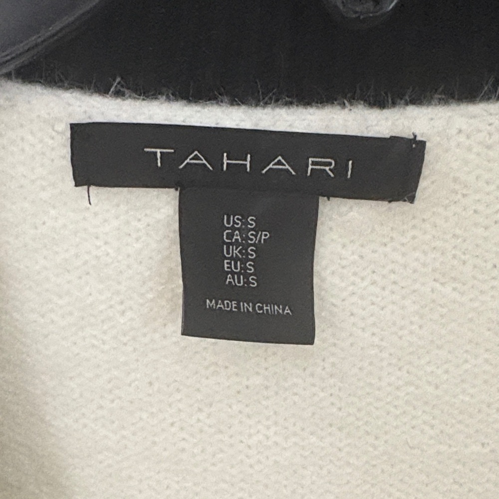 T Tahari Cream and Black Cardigan with Gold Buttons - Picture 2 of 5